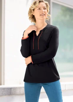 Damen BADER Interessantes Shirt mit paspelierter Blende in 2 Farben