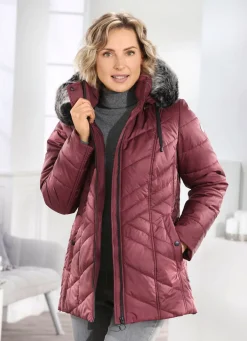 Damen BADER Jacke mit abnehmbarem Kunstpelz-Besatz an der Kapuze