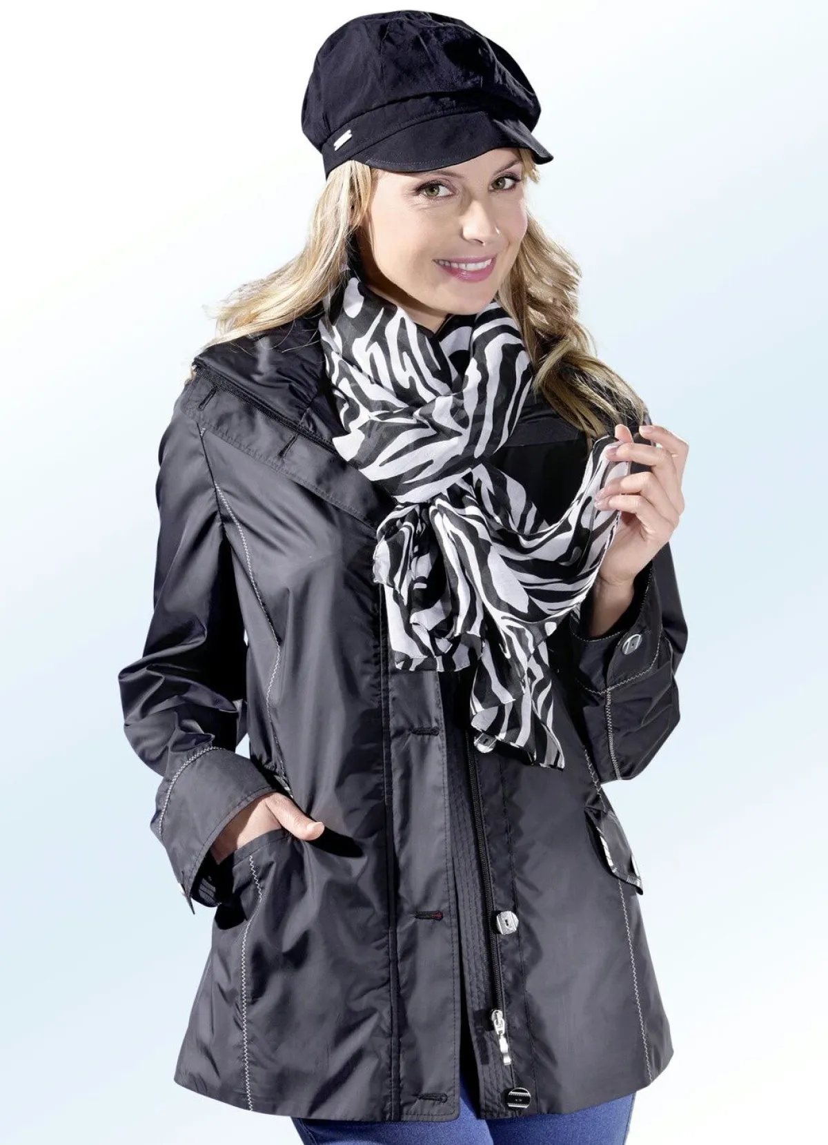 Damen BADER Jacke mit kontrastfarbenen Ziersteppnähten