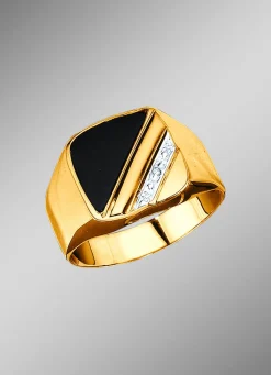 Herren BADER Klassischer Herrenring mit Onyx und Diamant