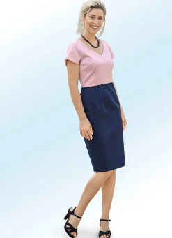 Damen BADER Kleid mit Bolero und Perlen- sowie Strasssteinzier