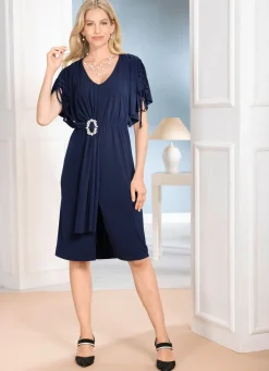 Damen BADER Kleid mit Schmuckspange