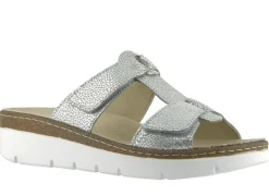 Damen KLAUS MODELLE MADE IN GERMANY Klett-Pantolette "Cara" aus geprägtem Echtleder