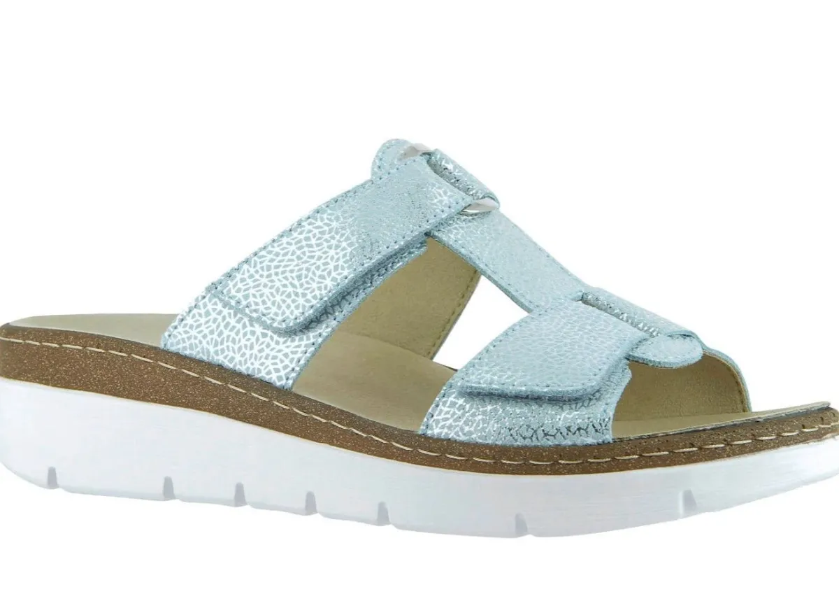 Damen KLAUS MODELLE MADE IN GERMANY Klett-Pantolette "Cara" aus geprägtem Echtleder