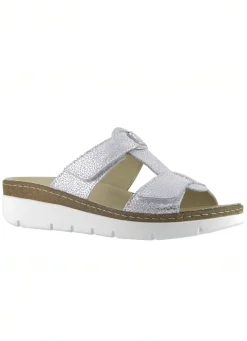 Damen KLAUS MODELLE MADE IN GERMANY Klett-Pantolette "Cara" aus geprägtem Echtleder
