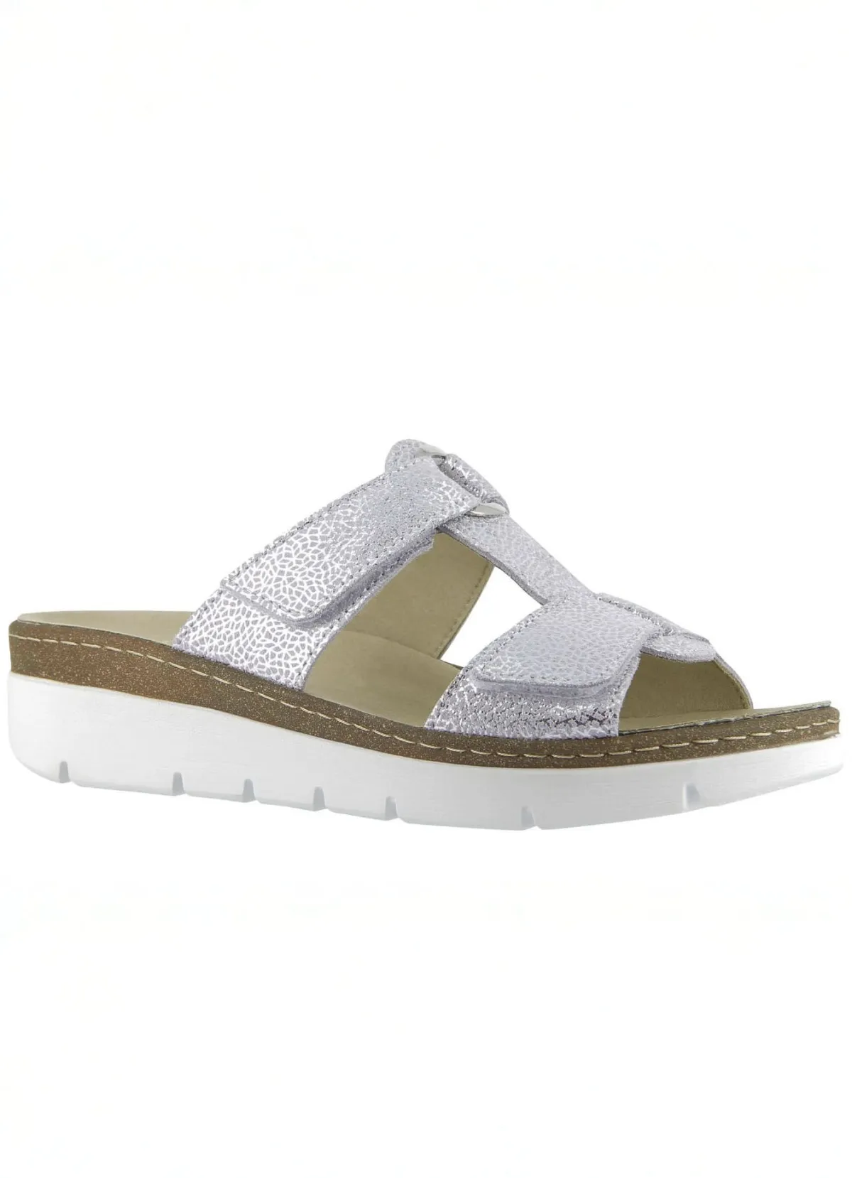Damen KLAUS MODELLE MADE IN GERMANY Klett-Pantolette "Cara" aus geprägtem Echtleder