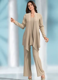Damen KLAUS MODELLE MADE IN GERMANY Kombination, 3-tlg. mit Verzierung am Kragen