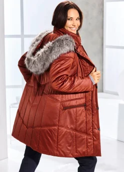 Damen BADER Kurzmantel mit abnehmbarem Kunstpelz-Besatz