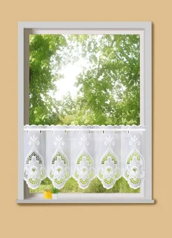 PLAUENER STICKEREI Kurzstore Blume mit Stangendurchzug