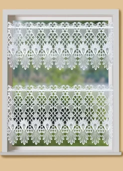 PLAUENER SPITZE Kurzstore mit aufwendigem Macramé-Abschluss