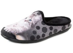 Damen LAURINA , klassische Damen-Hausschuhe, mit Katzen-Motiv