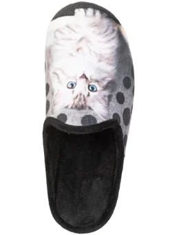 Damen LAURINA , klassische Damen-Hausschuhe, mit Katzen-Motiv