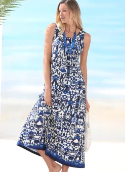 Damen LAURINA Kleid mit farbbrillantem Druckdessin, ärmellos