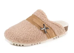 Damen LAURINA Pantoffel aus weichem Plüsch mit Veloursbesatz