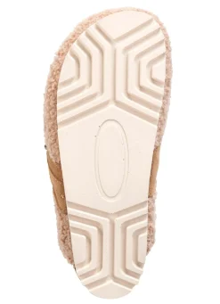 Damen LAURINA Pantoffel aus weichem Plüsch mit Veloursbesatz