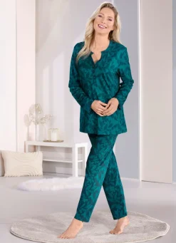 Damen LAURINA Schlafanzug mit langen Ärmeln und langer Hose