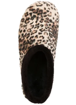 Damen LAURINA , trendige Damen-Hausschuhe, mit Leoparden-Dessin