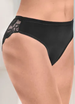 Damen LAURINA Viererpack Slips mit floraler Elastikspitze