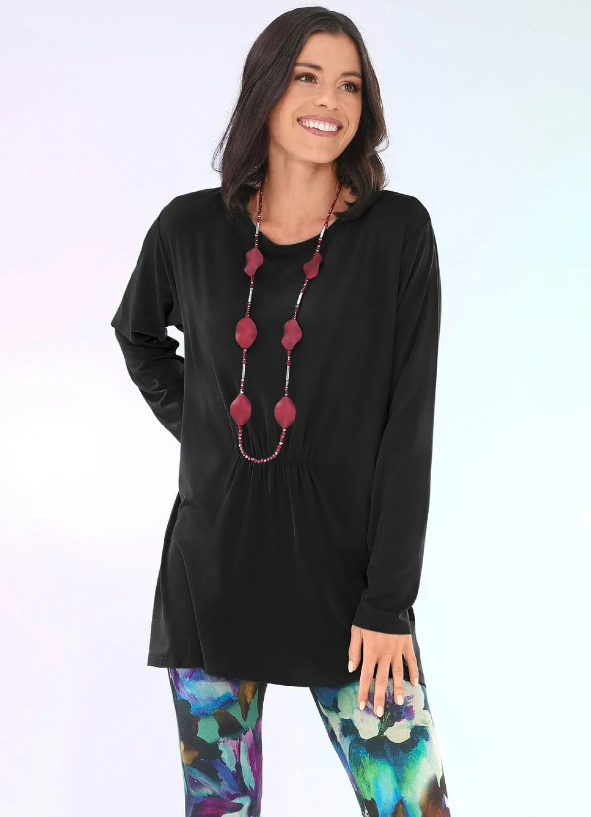 Damen BADER Longshirt mit Raffung in 3 Farben