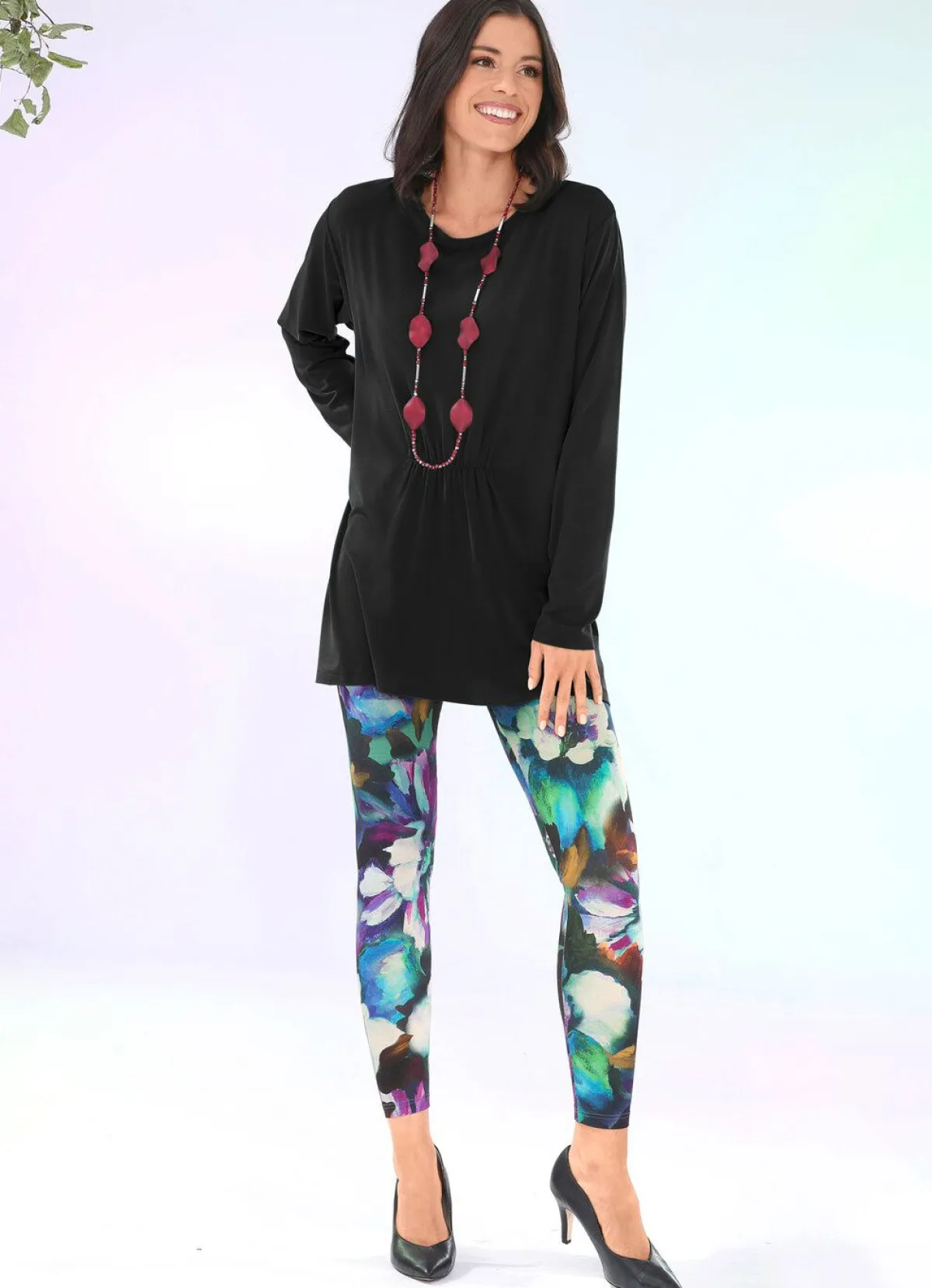 Damen BADER Longshirt mit Raffung in 3 Farben