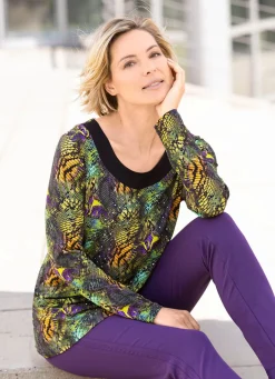 Damen BADER Longshirt mit schwarzer angesetzter Blende