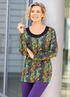Damen BADER Longshirt mit schwarzer angesetzter Blende