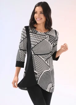 Damen BADER Longshirt mit Zierknöpfen im rechten Vorderteil