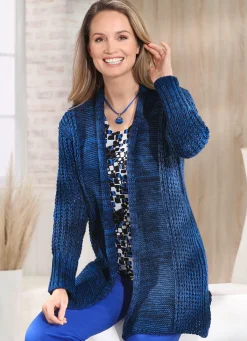 Damen BADER Long-Strickjacke aus Melangegarn