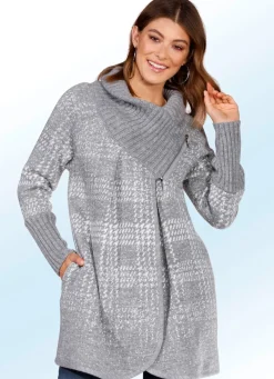 Damen BADER Long-Strickjacke mit dekorativem Umlegekragen