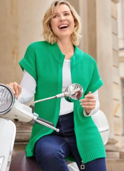Damen BADER Long-Strickweste mit Alloverstruktur