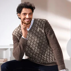 Herren BADER Melierter V-Pullover