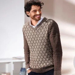 Herren BADER Melierter V-Pullover