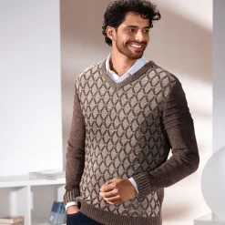 Herren BADER Melierter V-Pullover