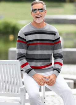 Herren BADER Modischer Rundhalspullover in 2 Farben