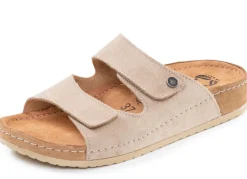 Damen MUBB , bequeme Damen-Pantoletten, Weite H, mit Klettverschluss