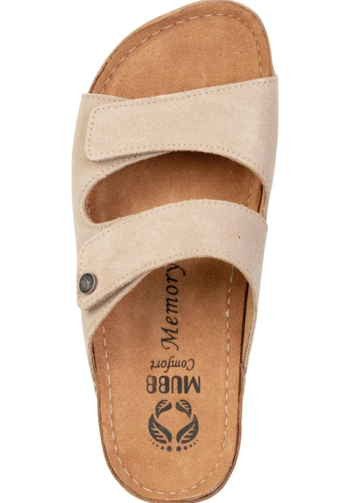 Damen MUBB , bequeme Damen-Pantoletten, Weite H, mit Klettverschluss