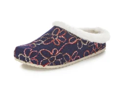 Damen MUBB Wollfilz-Pantoffel mit bunter Blüten-Stickerei