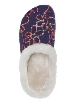 Damen MUBB Wollfilz-Pantoffel mit bunter Blüten-Stickerei