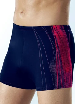 Herren NATURANA Badehose in höherer Kastenform mit seitlichem Druckdessin