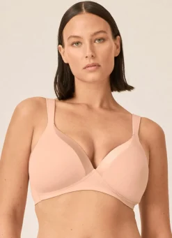 Damen BADER Naturana BH mit Satinblende am Dekolleté