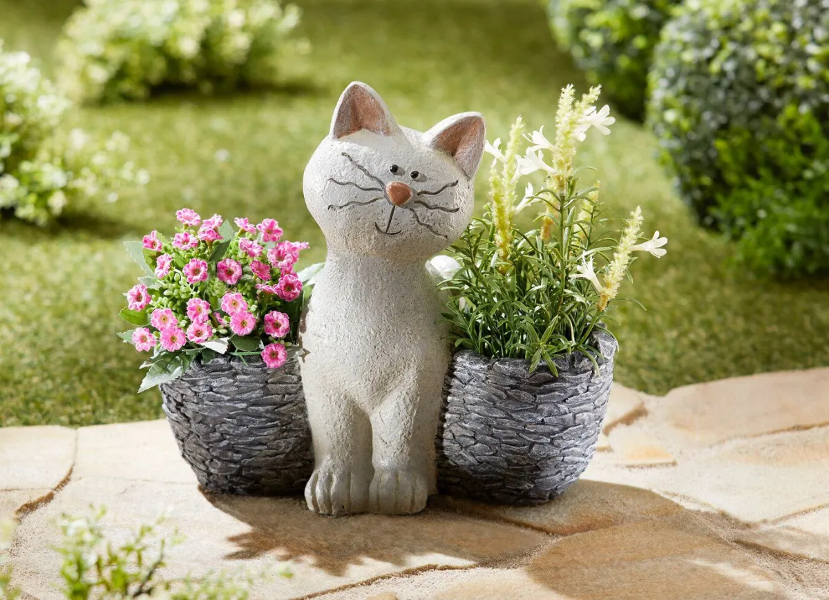 BADER Pflanztopf Katze aus Polyresin
