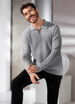 Herren BADER Polopullover mit kurzem Reißverschluss in 3 Farben
