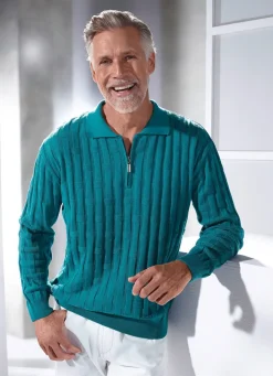 Herren BADER Polopullover mit kurzem Reißverschluss in 3 Farben