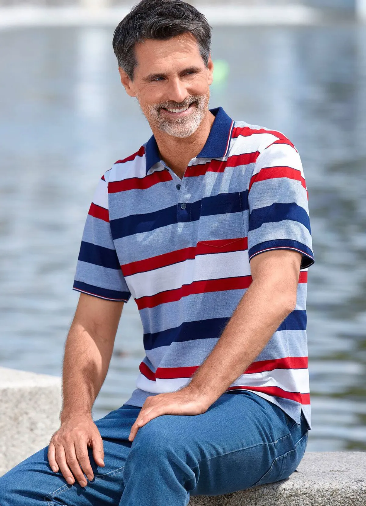 Herren BADER Poloshirt mit Brusttasche