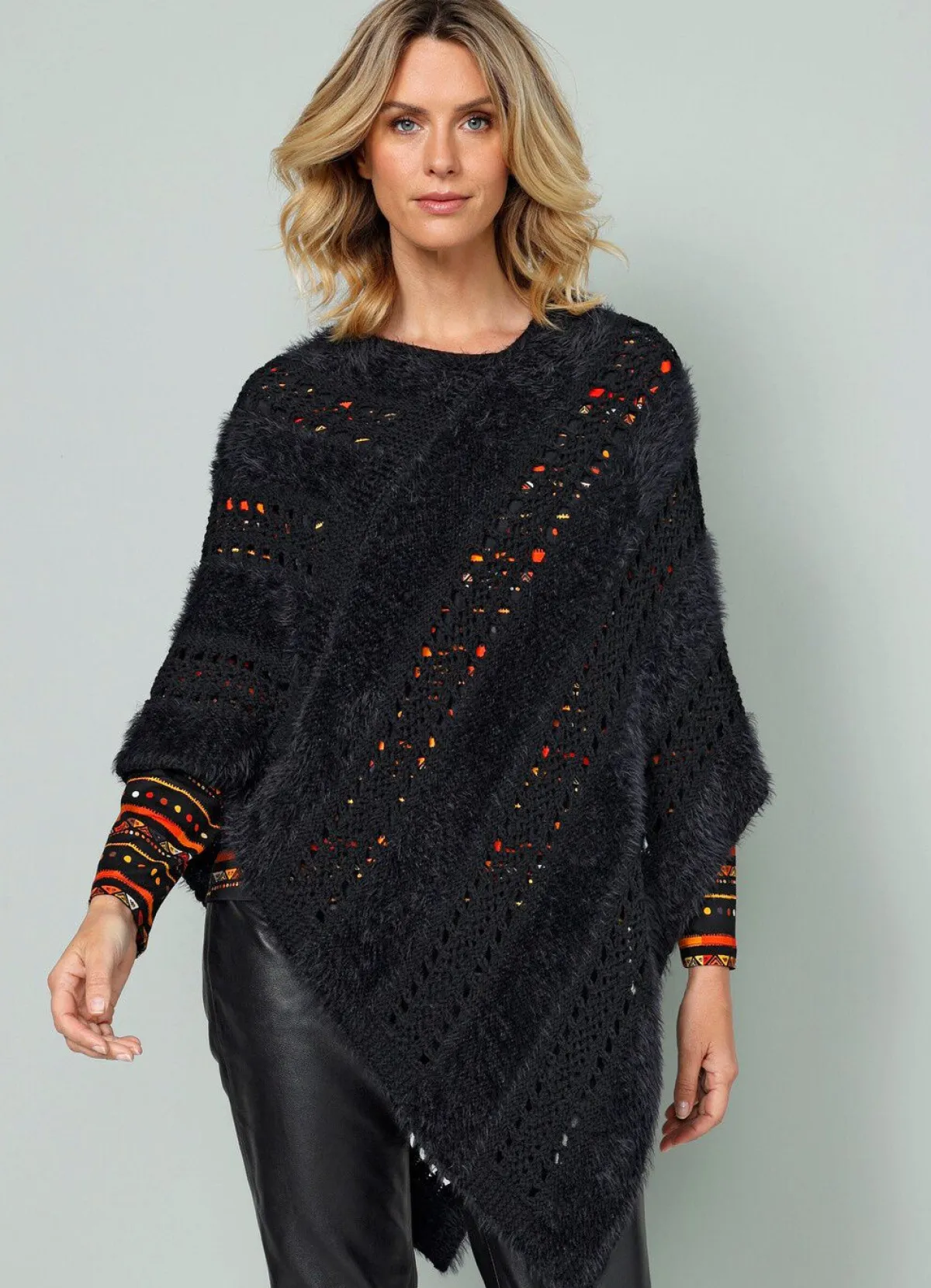 Damen BADER Poncho in Garnmix