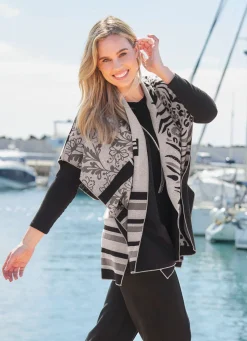 Damen laurakent Poncho mit edlem Jacquard-Dessin