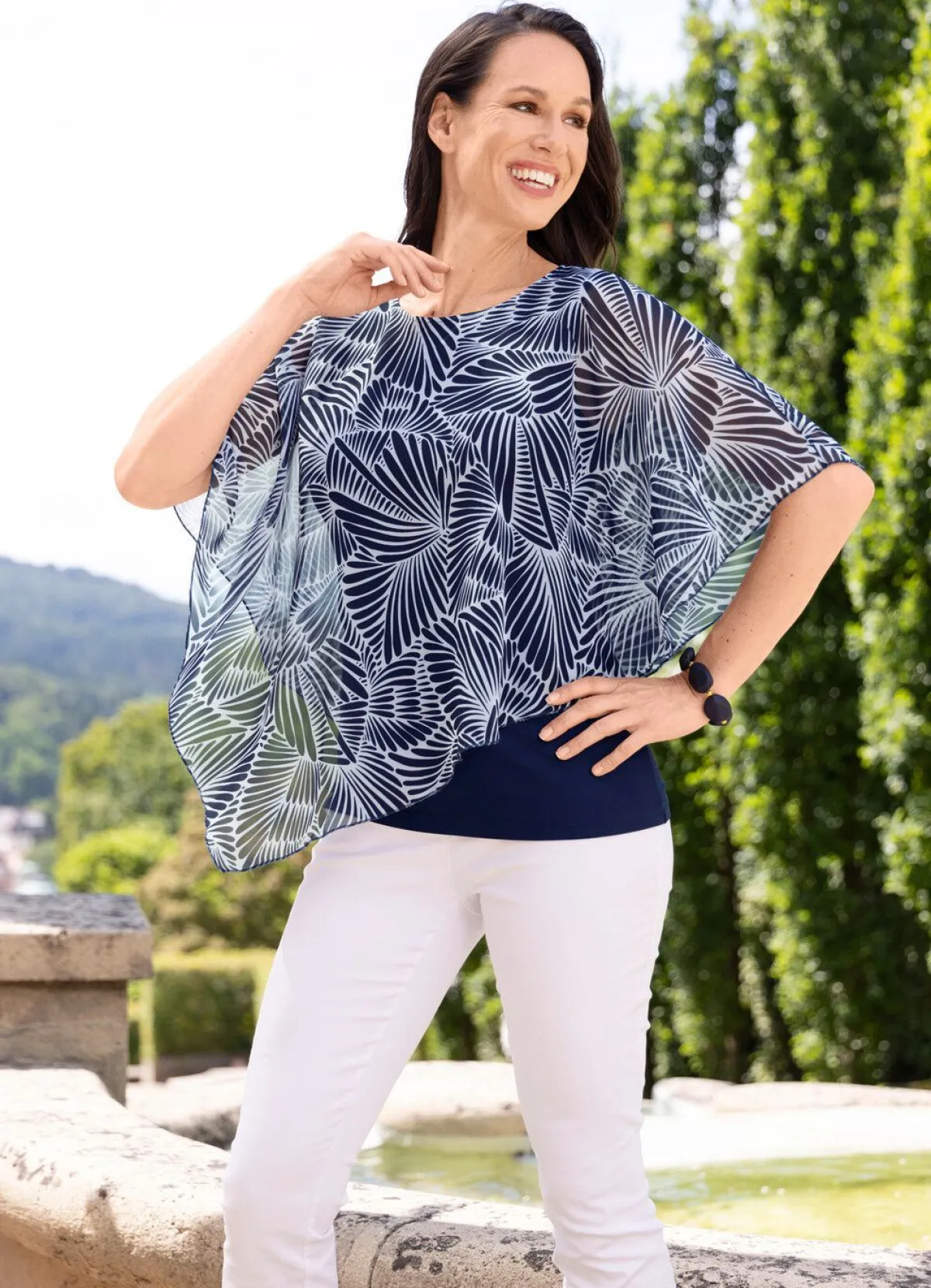 Damen BADER Poncho-Tunika mit eingearbeitetem Top