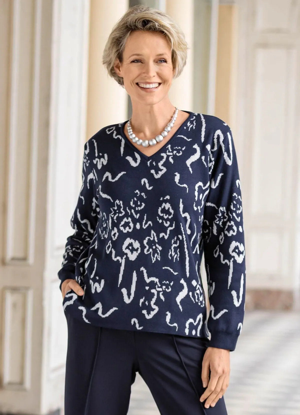 Damen BADER Pullover in Jacquard-Dessin
