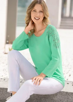Damen BADER Pullover mit edler Spitze