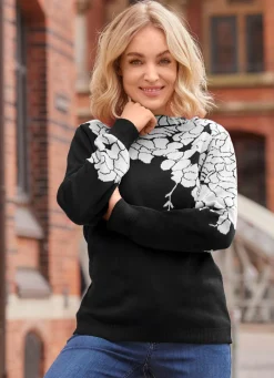 Damen laurakent Pullover mit floralen Jacquardakzenten